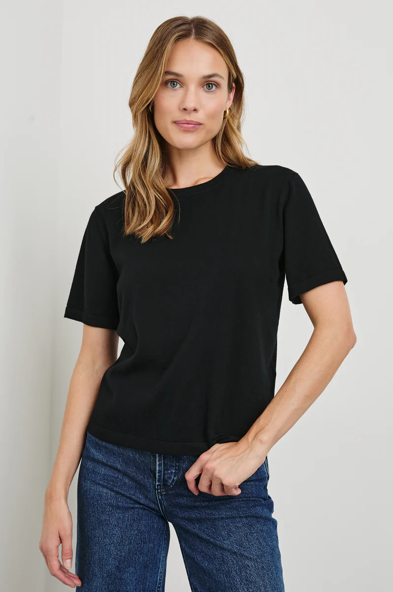 COTTON CASHMERE T-SHIRT - BLACK | Rails