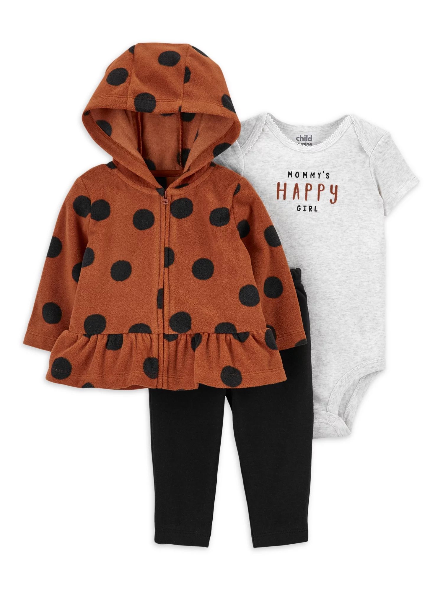 Carter's Child of Mine Baby Girls Brown Cardigan, Bodysuit and Legging Set, Sizes 0/3-24 Months -... | Walmart (US)