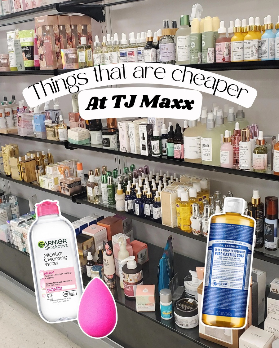 Things that are cheaper at TJ Maxx

Raw Sugar’s Body Wash
-$9.79 at Target and $5.99 at Marshall’s
-I’ve purchased this so many times at Target and never realized it’s over $3 cheaper here

Garnier’s Micellar Water
-$9.99 at Target and $6.99 at Marshall’s
-I JUST bought this for $10 at Target omgggg

Dermaplaners
-$15.99 on Amazon and $6.99 at Marshall’s
-I always grab derma planers at Marshalls because they are so much cheaper

Beauty Blenders and Makeup Puffs
-$5.99
-The OG beauty blender is $20 for a single sponge
-$6.99

Castile Soap!!!!
-This is already expensive so saving $2 can add up
-$15.99 at Target and $13.99 here

Palmer’s Cocoa Butter
-This is already expensive so saving $2 can add up
-$15.99 at Target and $13.99 here