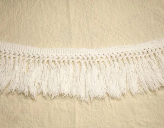 White Cotton 4-inch Wide Knotted Brush Fringe from a Hofmann Vintage Chenille Bedspread - 7+ Yards | Etsy (US)