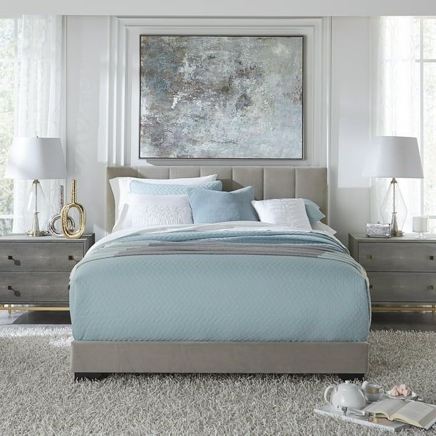 Reece Channel Stitched Upholstered Full Bed, Platinum Grey, by Hillsdale Living Essentials - Walm... | Walmart (US)