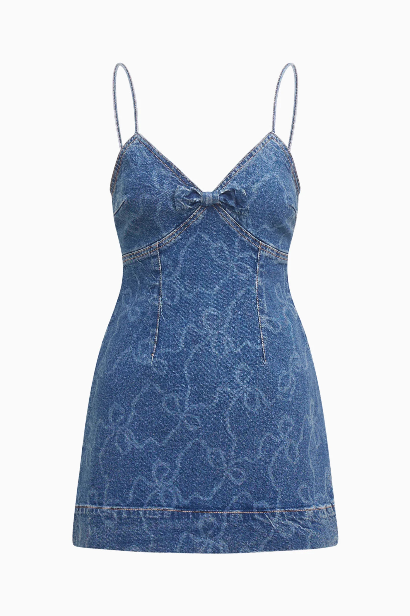 Solina Denim Bow Mini Dress | LoveShackFancy