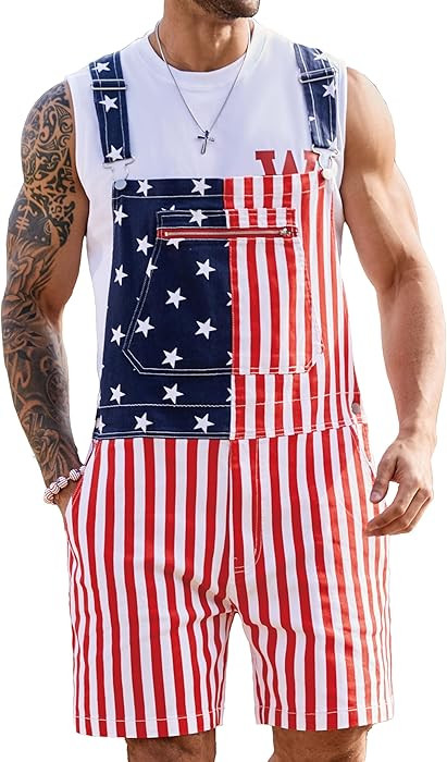 Yuanbang Unisex Printed Overalls Shorts Romper Festival Jumpsuits Work Bibs Coveralls Gifts for M... | Amazon (US)
