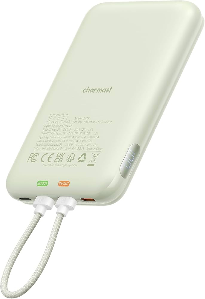 Charmast 10000mAh Wired Portable Charger, 20W Fast Charging Slim Power Bank with Removable Cable ... | Amazon (US)