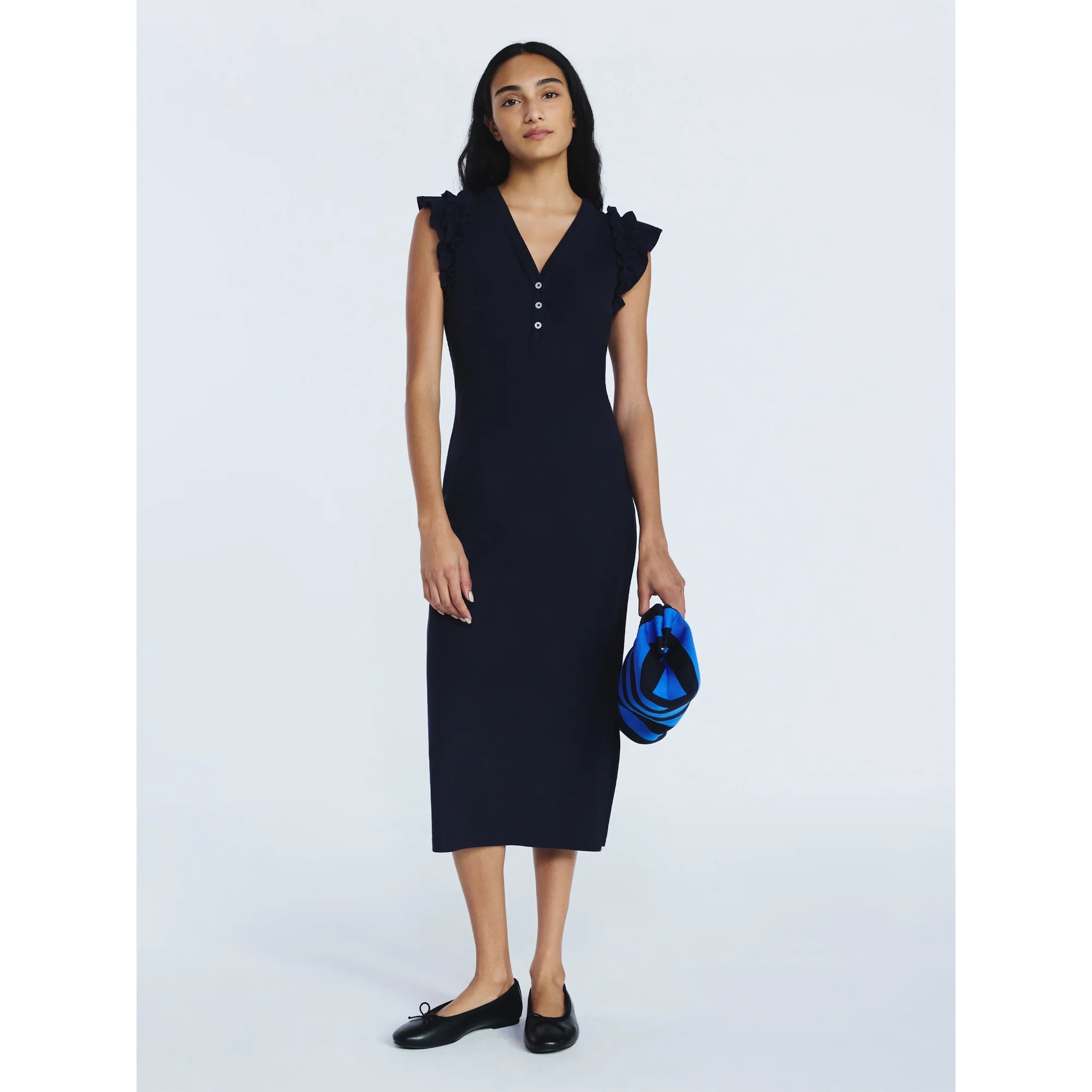 Free Assembly Women’s Henley Midi Dress with Flutter Sleeves, Sizes XS-XXL | Walmart (US)