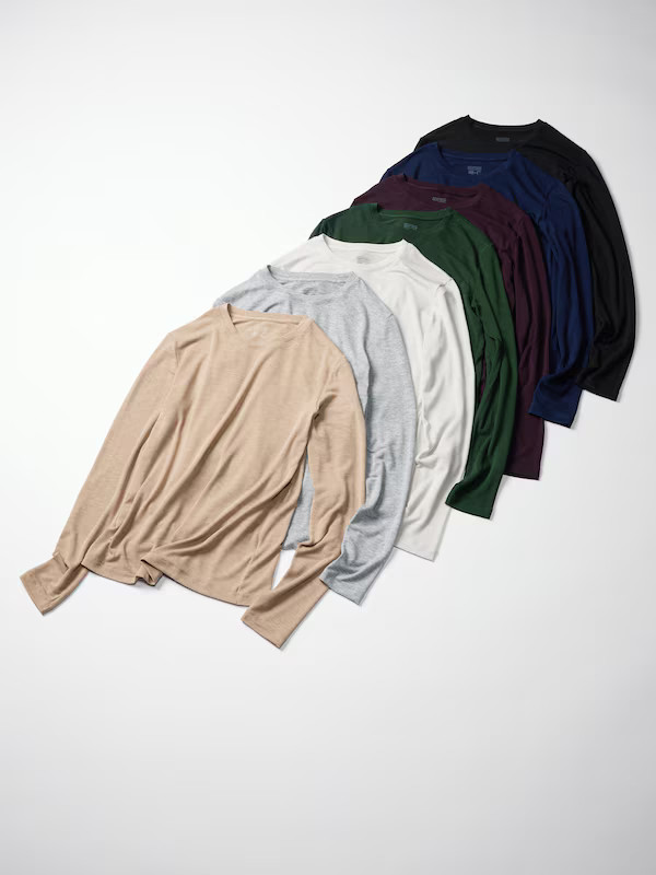 HEATTECH Extra Warm Cashmere Blend Crew Neck T-Shirt | UNIQLO (UK)