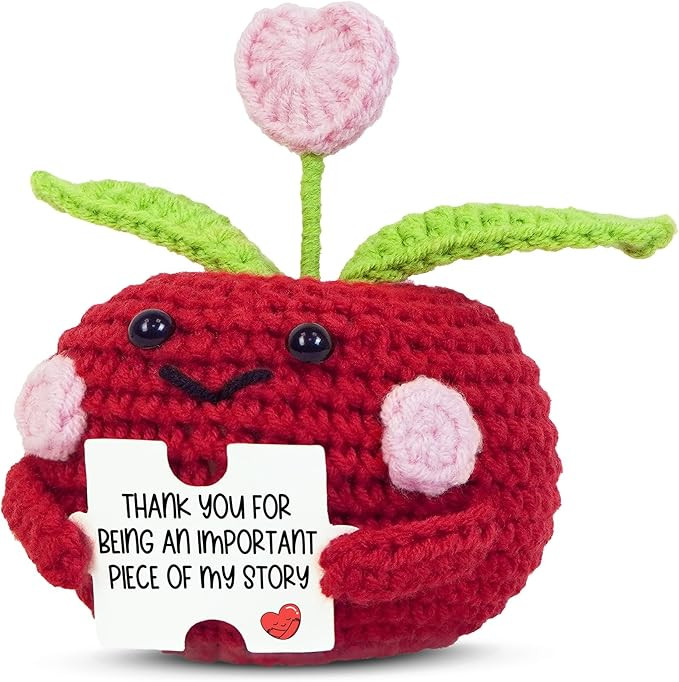 OASSIE Christmas Teacher Gifts for Women - Mini Positive Apple Crochet with Card - Appreciation T... | Amazon (US)