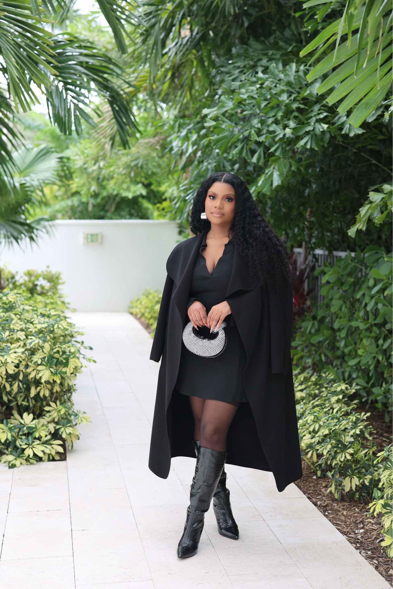 Fall outfit inspo! All black outfit, black trench coat, black tights , black boots, wide calf friendly boots, knee high boots, black long sleeve dress, fall outfit inspo, fall dress, fall trends, long trench coat, black coat, 

#LTKSeasonal #LTKHoliday #LTKstyletip