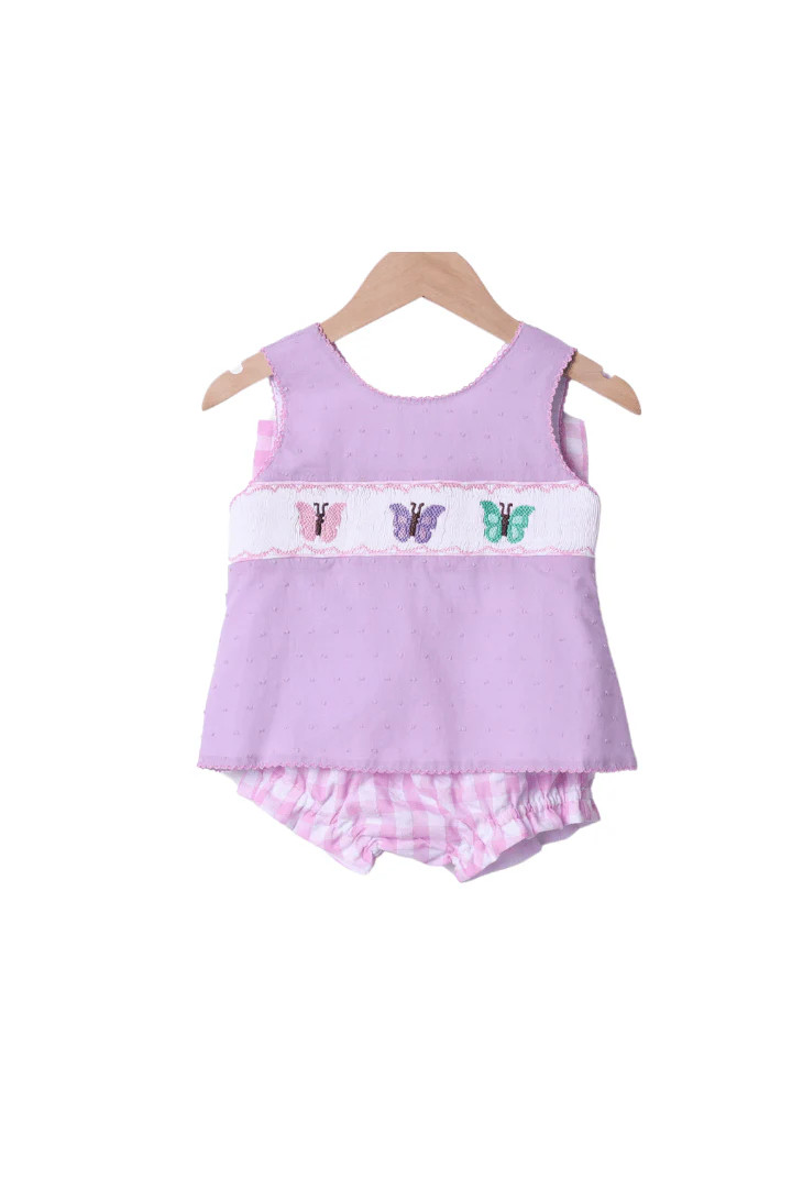 Smocked Lavender/Pink Butterfly Set | The Smocked Flamingo