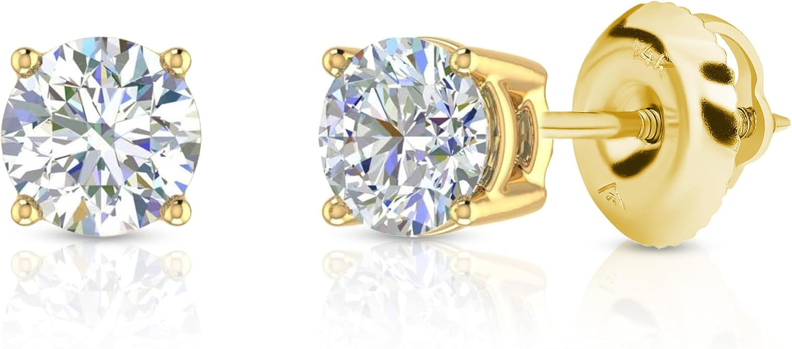 Amazon Essentials 0.25 to 1 Carat IGI Certified Solitaire Lab Grown Diamond Stud 14k Gold 4 Prong... | Amazon (US)