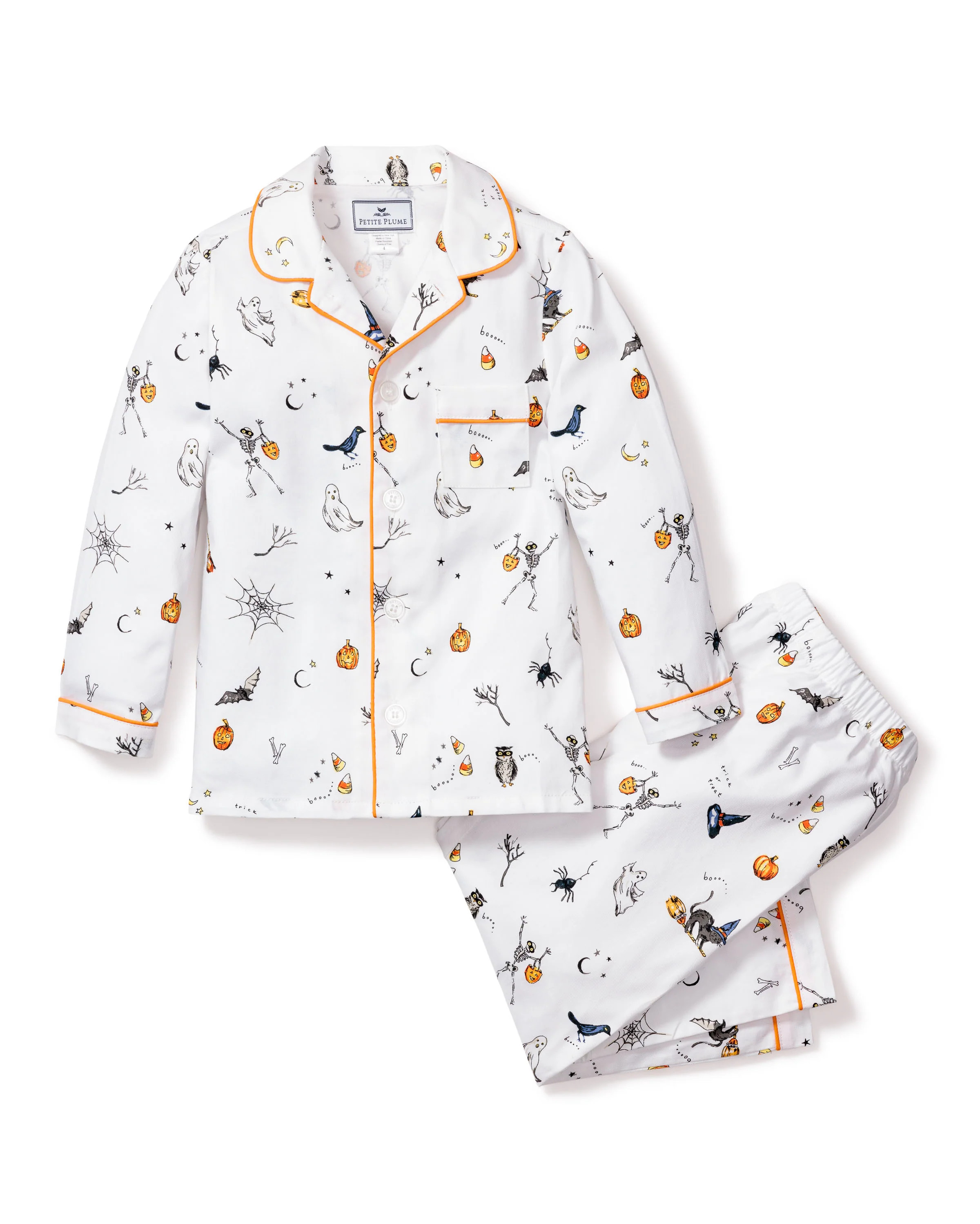 Kid's Twill Pajama Set in Trick or Treat | Petite Plume