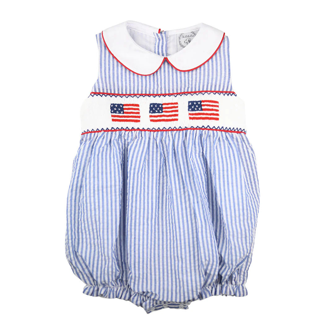 Smocked Seersucker Flag Bubble | The Bella Bean