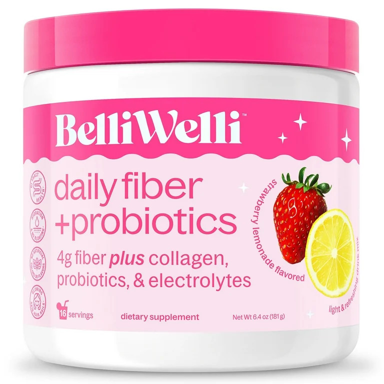 BelliWelli Daily Fiber Supplement with Probiotics, Electrolytes, and Collagen - Strawberry Lemona... | Walmart (US)