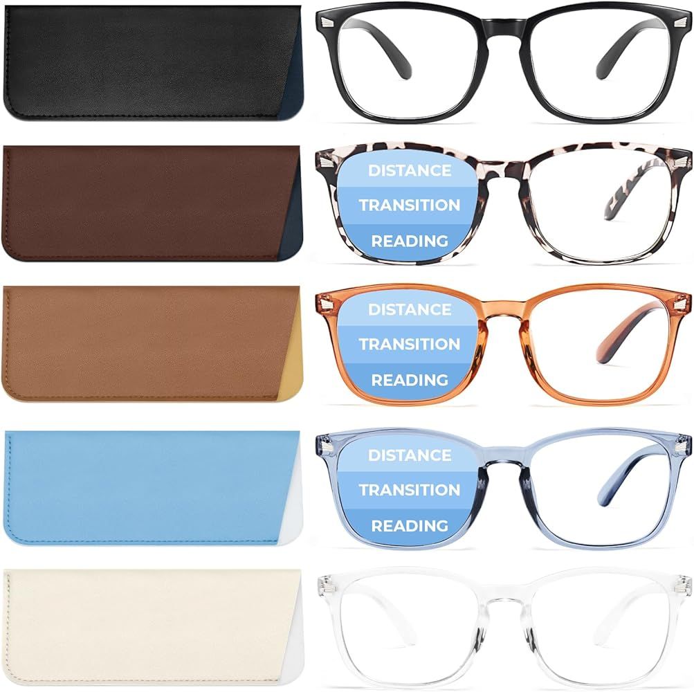 BLS 5 Pack Reading Glasses Blue Light Blocking, Fashion Square Nerd Computer Readers Anti UV/Eye ... | Amazon (US)