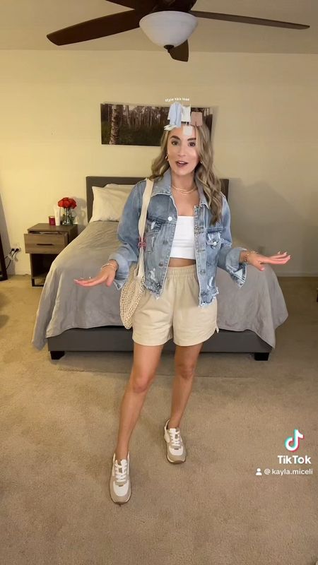 Casual outfit

Denim jacket is old old linking similars
White tube top size small, tts
Amazon lounge shorts tts, size XS
Sneakers are from target last year, linking similars


Travel outfit
Airport outfit
Errands outfit 
Comfy outfit
Loungewear
Amazon fashion 
Amazon finds


#LTKstyletip #LTKshoecrush #LTKunder50