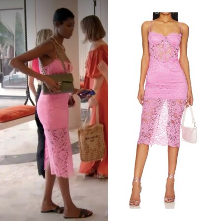 Kiki Barth’s Pink Lace Bustier Dress