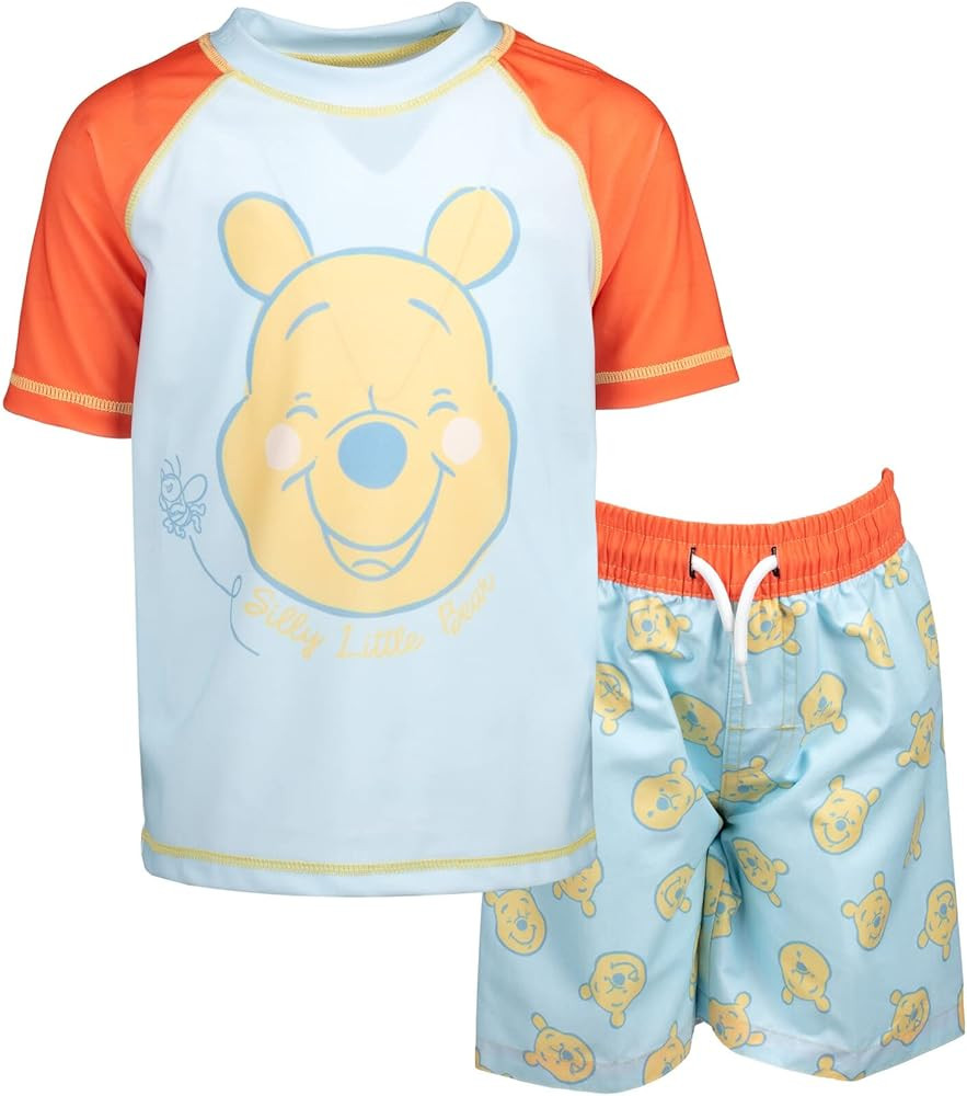 Disney Winnie The Pooh [SizeRangeDescription1] Raglan Pullover Swim Rash Guard Swim Trunks [SizeD... | Amazon (US)