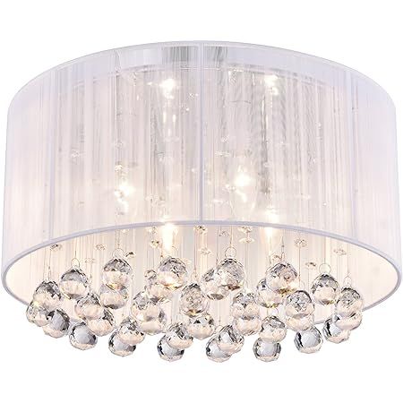 Edvivi Belle 4-Light Chrome Finish with White Thread Wrapped Drum Shade Flush Mount Chandelier Ce... | Amazon (US)