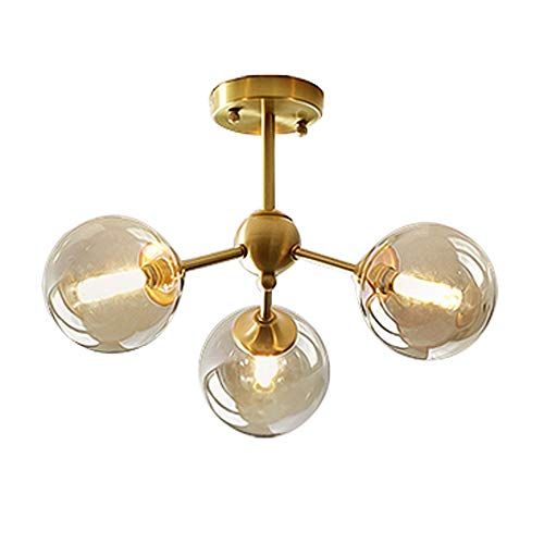 KCO Lighting Sputnik Design Ceiling Light Brass 3-Light Globe Shade Pendant Hanging Kitchen Island F | Amazon (US)