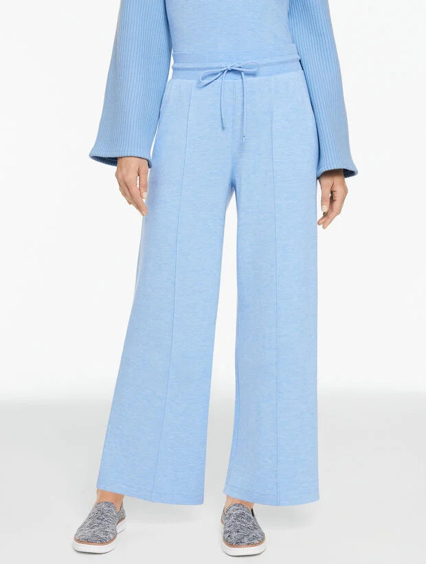 AirKnit Stretch Wide Leg Pants - Lakeside Blue Heather | Talbots