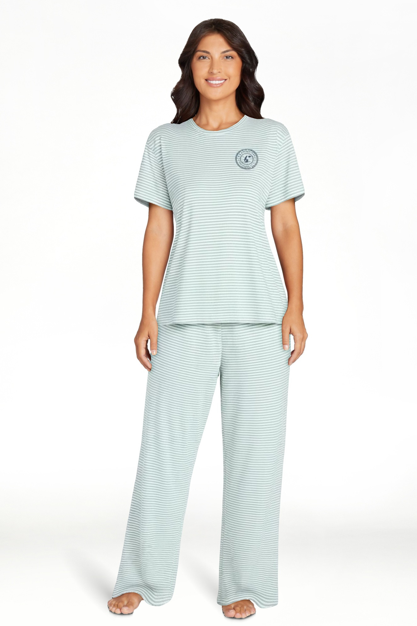 Joyspun Women's Dreamy Soft Collection Short Sleeve Sleep Top and Open Leg Pants Pajama Set, 2-Pi... | Walmart (US)
