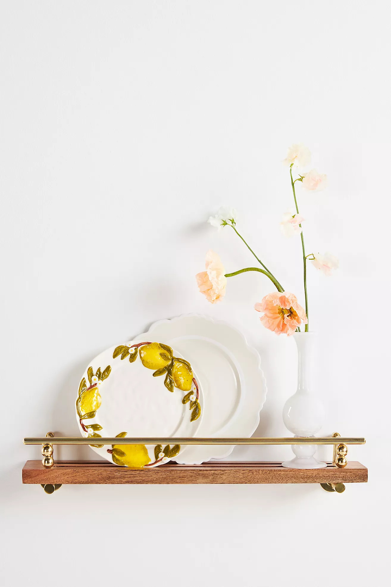 Aldina Acacia Wood & Brass Shelf | Anthropologie (US)