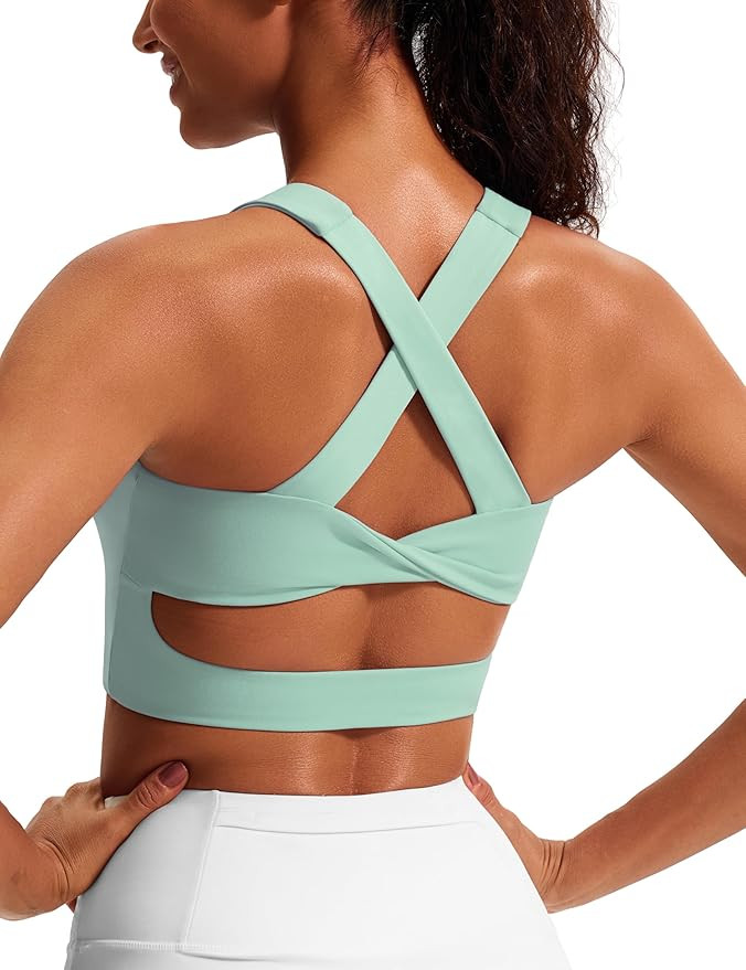 Sports Bras for Women Criss-Cross Back Padded Workout Tank Tops Medium Support Crop Tops for Wome... | Amazon (US)