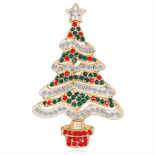 Fesciory Christmas Brooch Pins for Women, Multi-Colored Rhinestone Crystal Enamel Christmas Jewelry Gift for Girls(Christmas Tree) | Amazon (US)