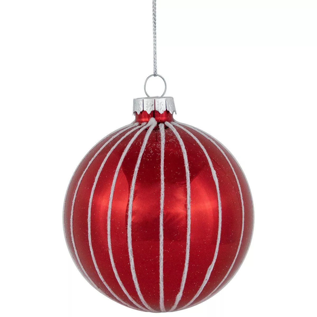 Northlight 4ct Shiny Red and White Striped Glass Ball Christmas Ornaments 3" (80mm) | Target
