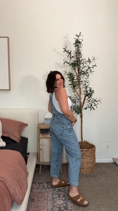 The greatest denim overalls! Size medium (they run big) top is size L. Spring mom outfit, mom style. 

#LTKmidsize #LTKshoecrush #LTKstyletip
