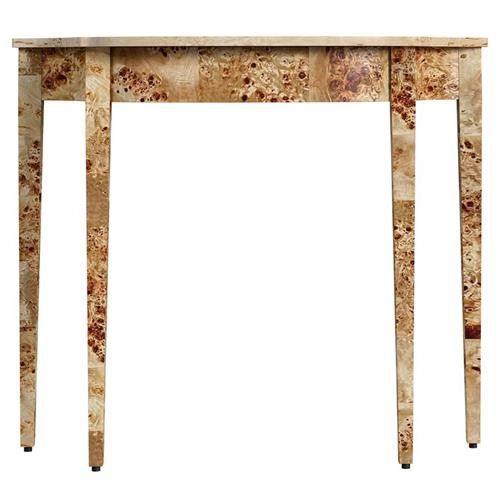 Calag Rustic Lodge Light Brown Burl Wood Veneer Console Table | Kathy Kuo Home