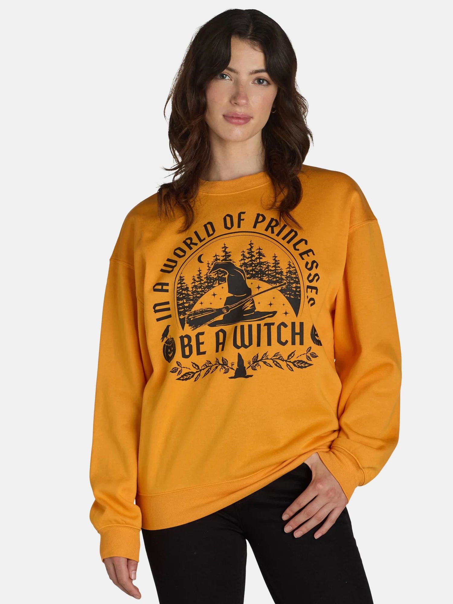 Halloween Women’s Be a Witch Graphic Sweatshirt, Sizes XXS-XXL - Walmart.com | Walmart (US)