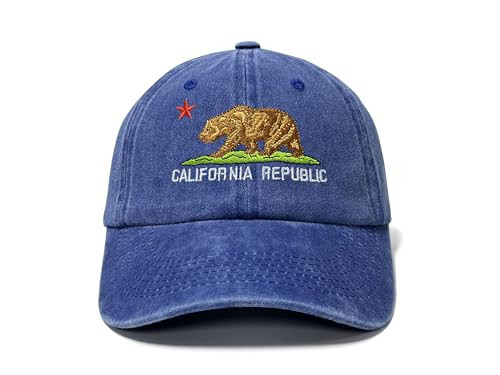 Hepandy California Bear Gifts, Ca Republic Hat for Men Women, Embroidered Royal Blue Baseball Cap, Adjustable Cotton Dad Snapback Hat | Amazon (US)