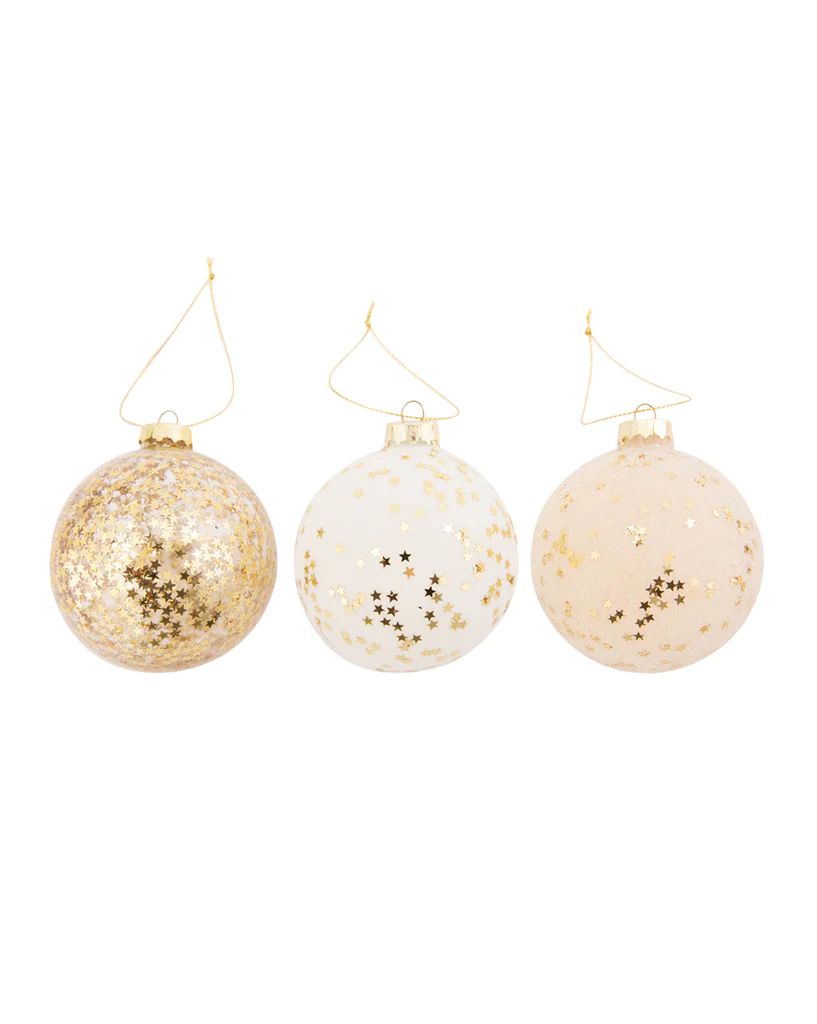 Shimmering Star Ball Ornaments (Set of 3) | McGee & Co.