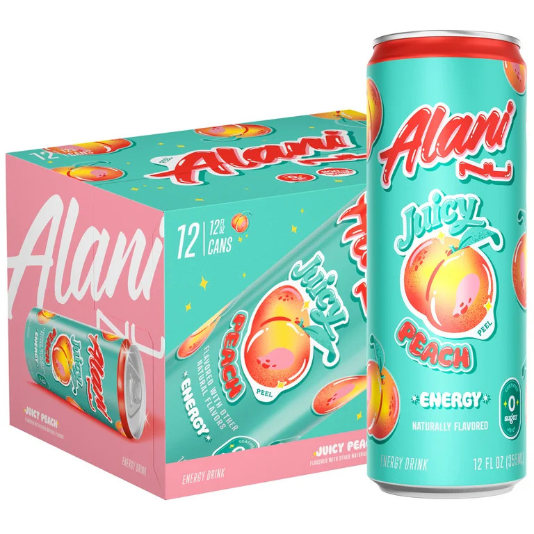 Alani Nu Sugar Free Energy Drink, Juicy Peach, 12 fl oz, 12 Pack, Cans, 200mg Caffeine | Walmart (US)