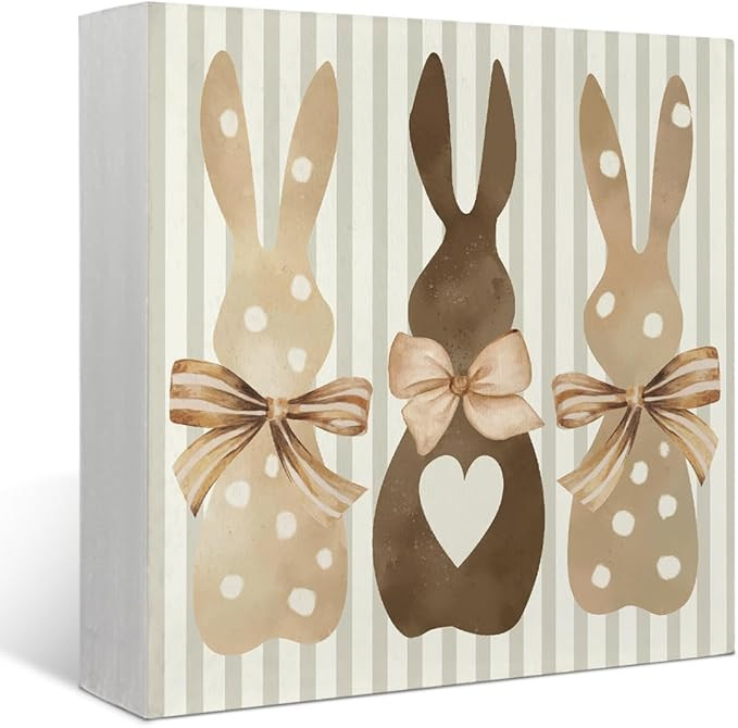 Mtrgdn Easter Decorations Rustic Bunny Rabbit Spring Indoor Wood Blocks Sign Decor,Happy Easter W... | Amazon (US)
