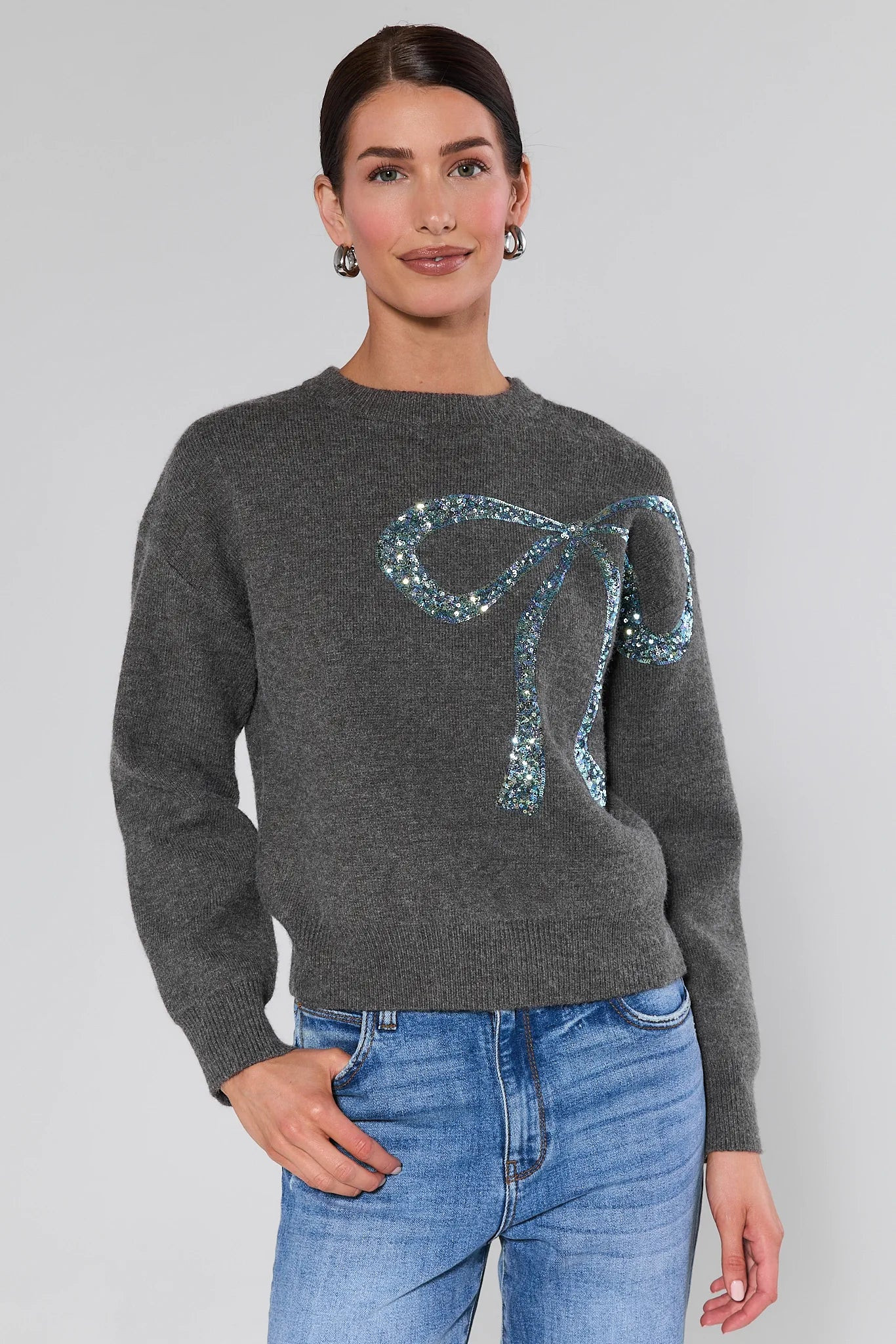 Stella Gray Embellished Sweater | Avara