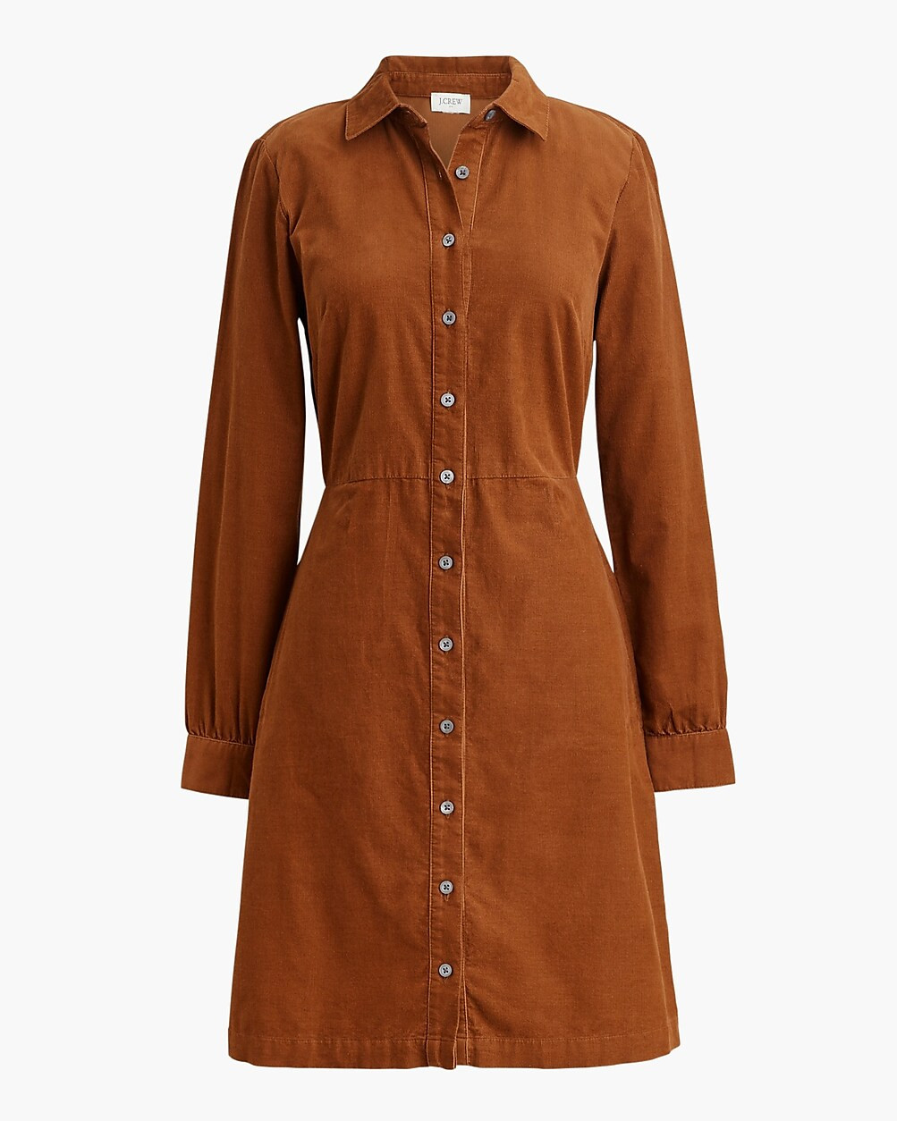 Long-sleeve button-up corduroy mini dress | J.Crew Factory