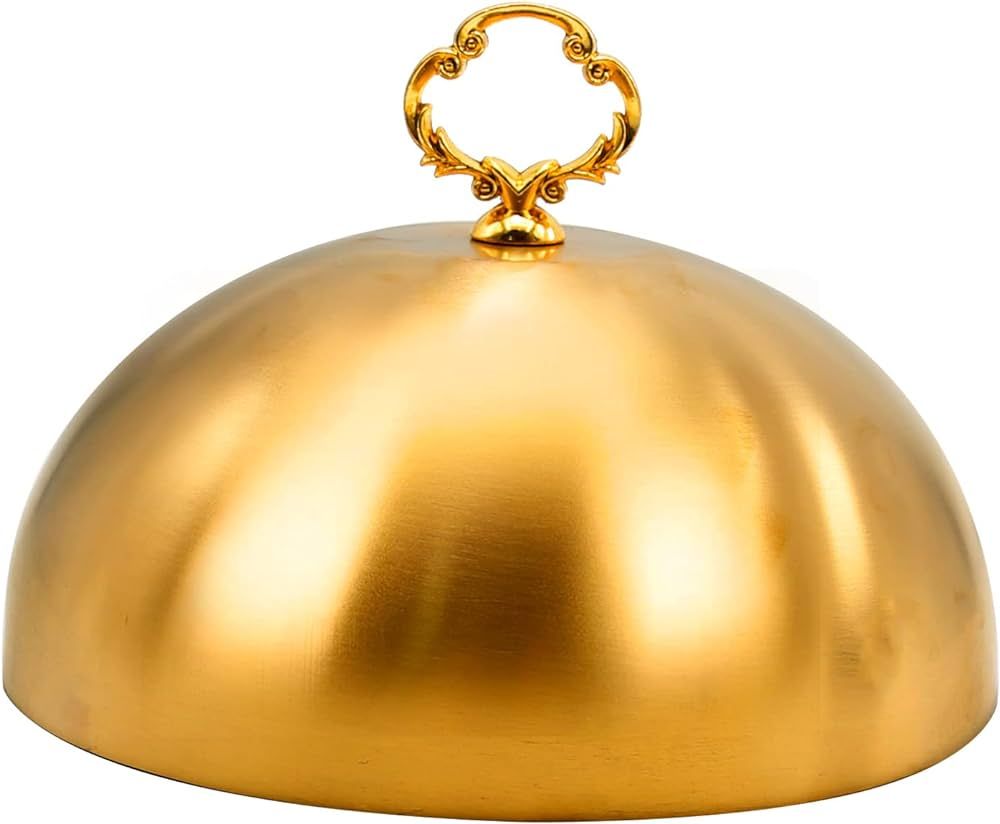 Gold Stainless Steel Food Dome Cover Food Protecting Dome Cover Serving Plate Dish Dome Cake Butt... | Amazon (US)