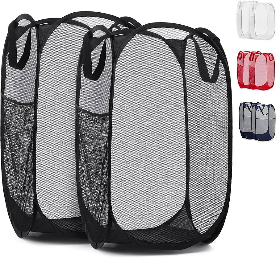 Handy Laundry Collapsible Mesh Pop Up Hamper with Wide Opening and Side Pocket - Breathable, Stur... | Amazon (US)