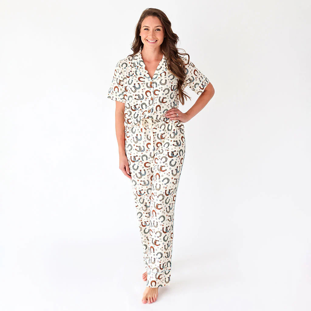 Horseshoe Cream Luxe Womens Pajamas | Kidd | Posh Peanut