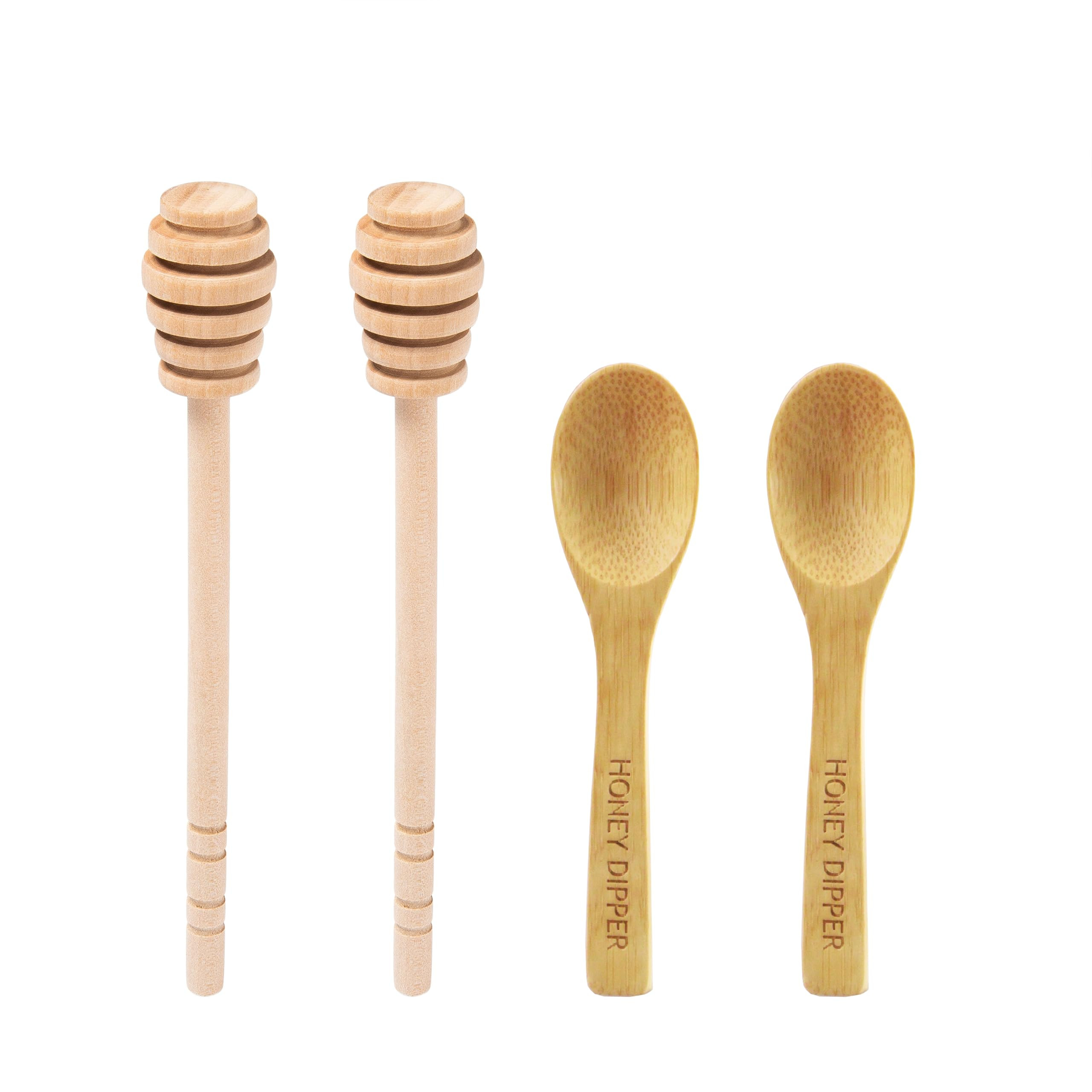 DESIOLE 4Pcs Wooden Honey Dipper Sticks, 6.3 Inch Honey Comb Stick, Mini Honey Mixing Stirrer Spoon for Honey Jar Dispense Drizzle Honey Wedding Party | Amazon (US)