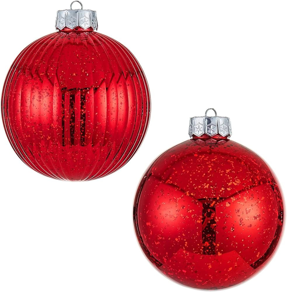 Large Christmas Ball Ornaments 6-inch, Red Oversized Shatterproof Plastic Decorative Hanging Merc... | Amazon (US)