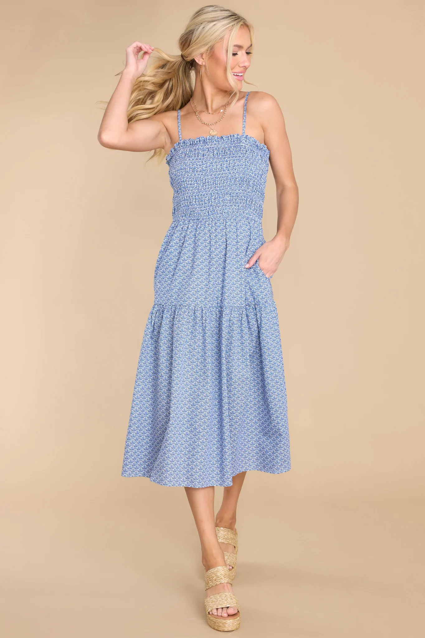 Searching For Clarity Blue Floral Print Maxi Dress | Red Dress 