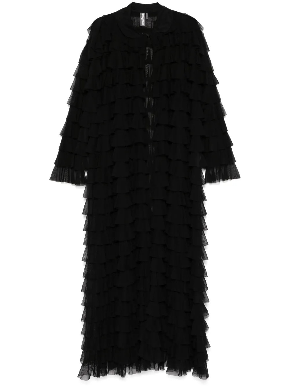 Norma Kamali ruffled coat - Black | Farfetch Global