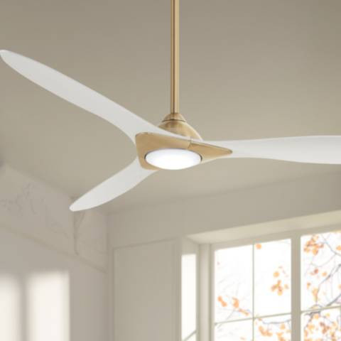 60" Minka Aire Sleek Soft Brass LED Indoor Smart Fan with Remote - #869F2 | Lamps Plus | Lamps Plus