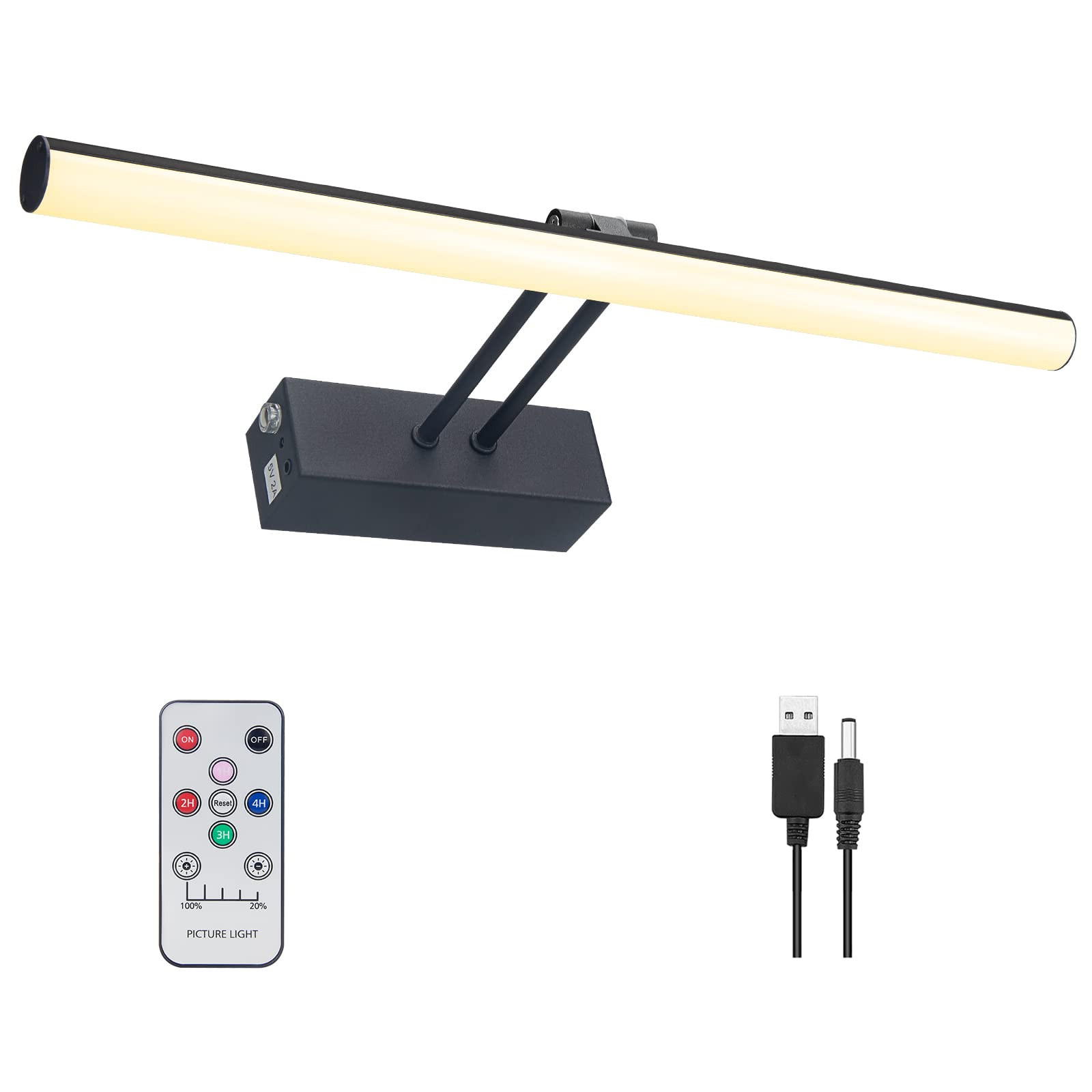 HOWMZON Battery Picture Lights,Rechargeable Painting Light with Dimmable and Timer,16" Metal Art ... | Amazon (US)