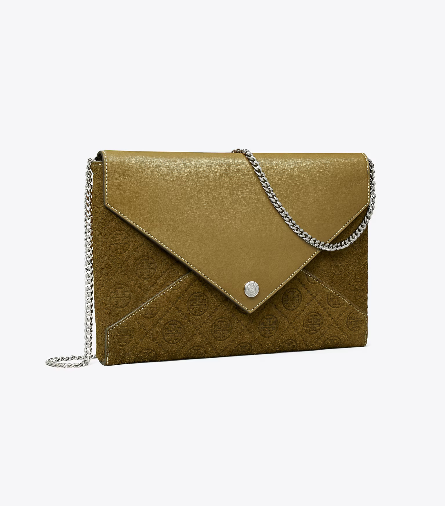 T MONOGRAM SUEDE ENVELOPE CHAIN POUCH | Tory Burch (US)