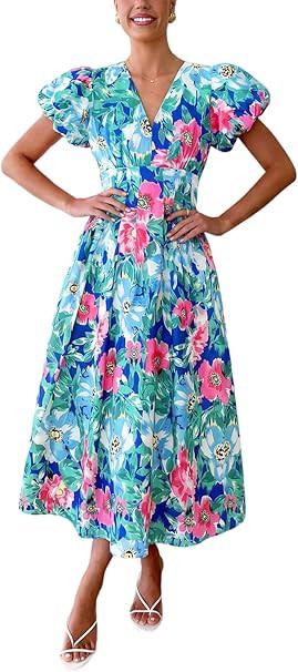 Flessibili Womens Summer Floral Maxi Dress Wedding Guest Party Long Dresses 2026 | Amazon (US)