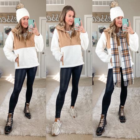 Winter Outfit Inspo: J. Crew Quilted Quarter-Zip Sherpa Pullover styled 3 ways. 

#LTKSeasonal #LTKstyletip #LTKunder100